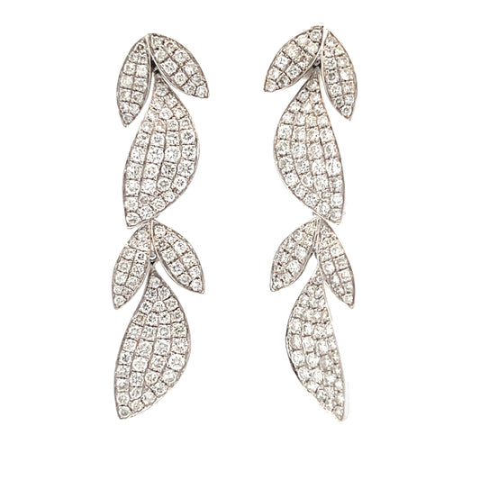 Genuine 2.20ct Diamond Dangle Earrings 18KT White Gold