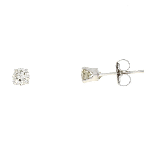 Natural .33ct Diamond Stud Earrings 14KT White Gold
