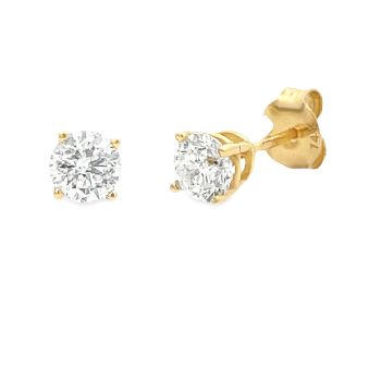 NATURAL .75CT DIAMOND STUD EARRINGS 14KT YELLOW GOLD