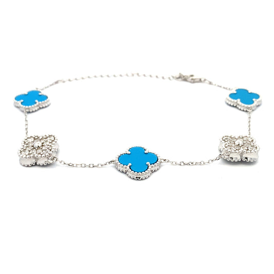 Turquoise Cubic Zirconia Bracelet Sterling Silver