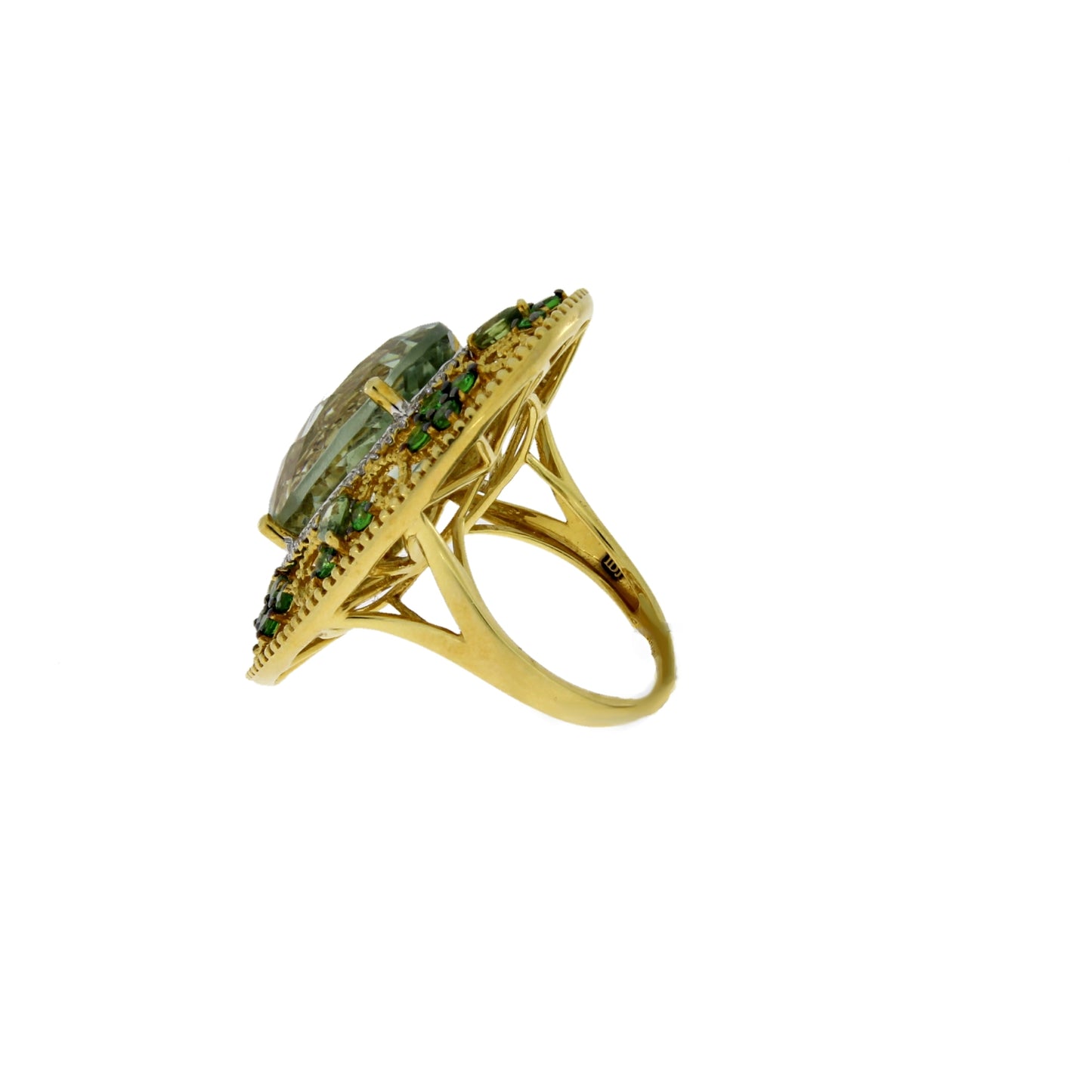 Grn Amy Prasiolite Sapphire Ring 18KT Yellow Gold